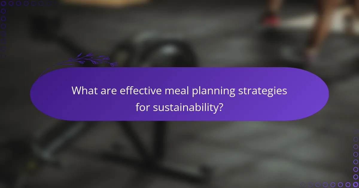 What are effective meal planning strategies for sustainability?